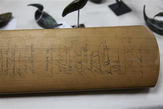 A Jack Robertson cricket bat signed by the 1961 Australia & England teams,